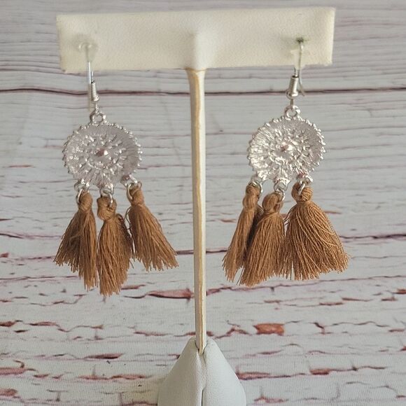 Silvertone Hanging Earrings - Picture 4 of 5